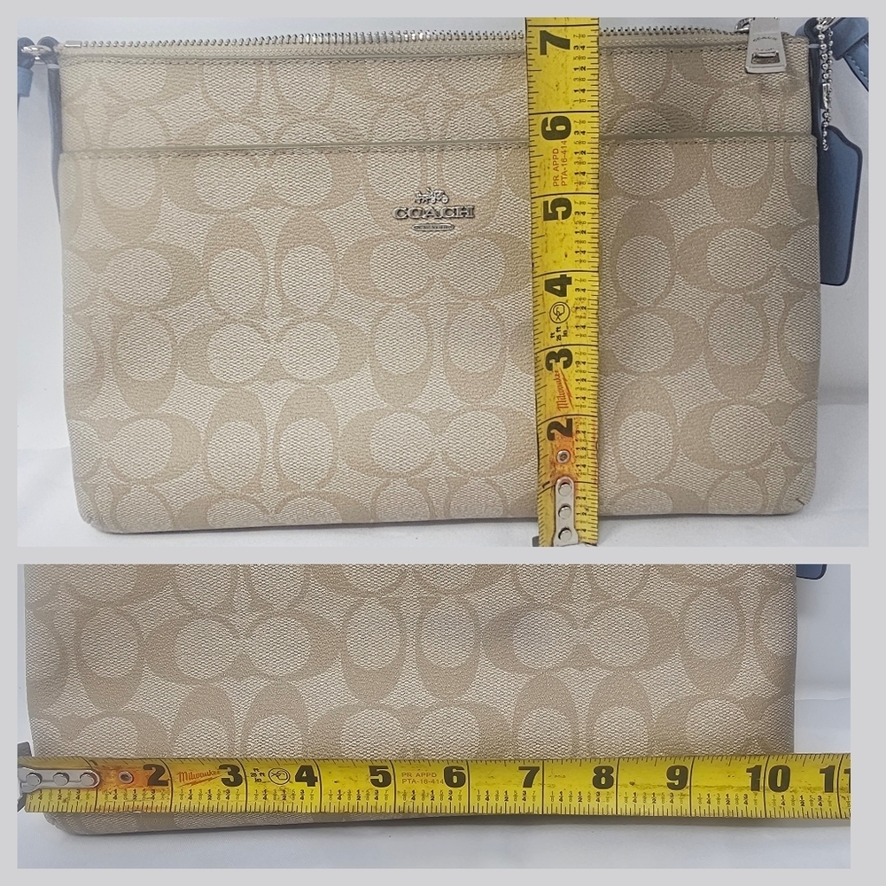 Coach Signature East West Pop Crossbody Handbag Light Khaki/Blue 10"x7" F58316 - Picture 16 of 16